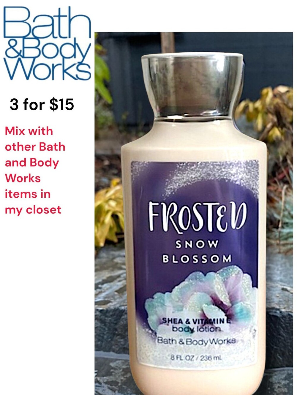 Bath & Body Works Frosted Snow Blossom Shea& Vitamin E Body Lotion